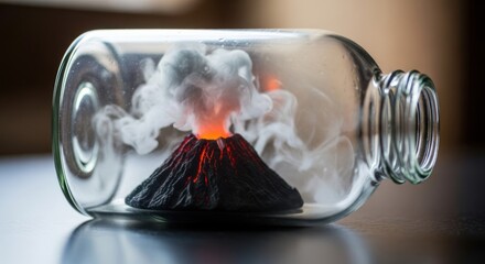 Miniature Volcano Erupting Inside a Glass Bottle - A Science Experiment.