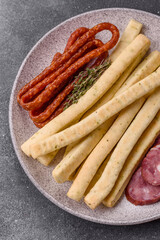 Grissini breadsticks, an Italian wheat pastry, are a great lunch snack. Grissini breadsticks