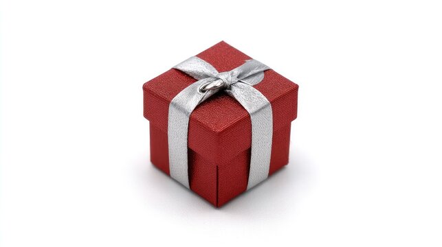 A beautifully wrapped red gift box with a shiny white ribbon sits ready for celebrations and special moments, adding joy to any event