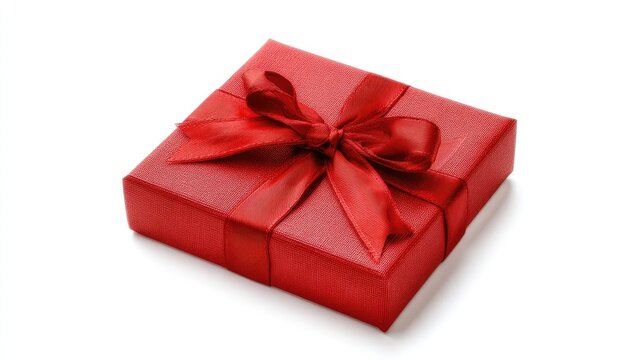 A beautifully wrapped red gift box with a shiny white ribbon sits ready for celebrations and special moments, adding joy to any event
