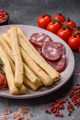 Grissini breadsticks, an Italian wheat pastry, are a great lunch snack. Grissini breadsticks