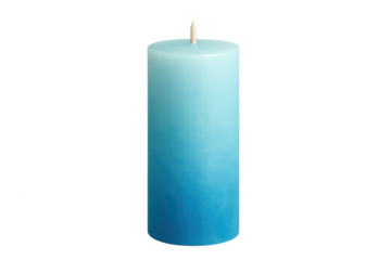 Blue gradient pillar candle with transparent background