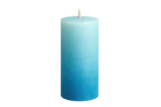 Blue gradient pillar candle with transparent background