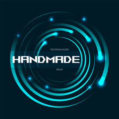 Twisted glowing spiral. Curved wireframe tunnel. Vector technology logo element. EPS10