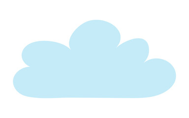 Cute little fluffy, cumulus cloud isolated on transparent background. Hand drawn flat vector illustration. Celestial design element, clip art. Rain cloud, cloudy weather, overcast sky