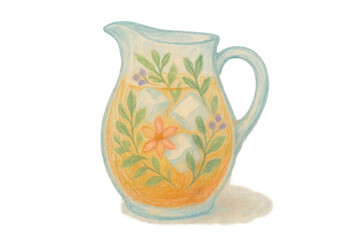Iced tea pitcher with floral decoration for summer refreshment