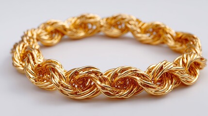 Naklejka premium Exquisite heavy gold rope chain bracelet, luxurious polished metal jewelry, perfect for adding opulence to any ensemble.