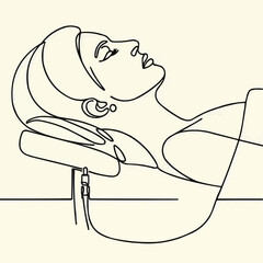 Abstract line art of a woman relaxing on a massage table  