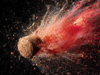  Macro shot of champagne cork popping, with the foam forming the abstract shape of the numbers 2026