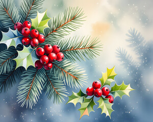 Holy and Pine Winter Snow