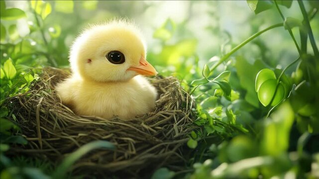 Yellow Bird in Nest
