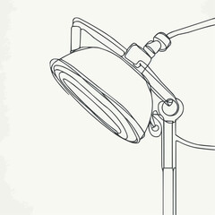 Line art illustration of a modern desk lamp with adjustable arm  
