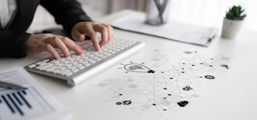 AI innovation with neural network and digital transformation. AI innovation drives automation, powers ideas, AI innovation enhances SEO, and AI innovation enables global connection. Latch