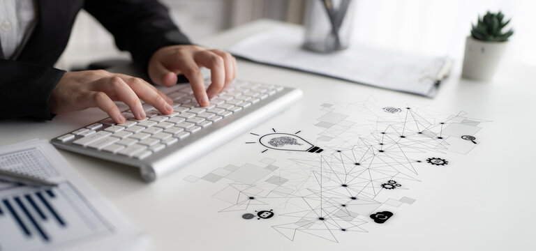 AI innovation with neural network and digital transformation. AI innovation drives automation, powers ideas, AI innovation enhances SEO, and AI innovation enables global connection. Latch