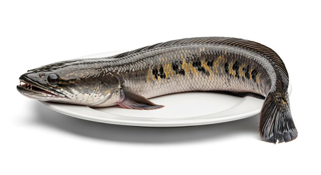 Close-up fish snakehead on a plate - Powered by Adobe