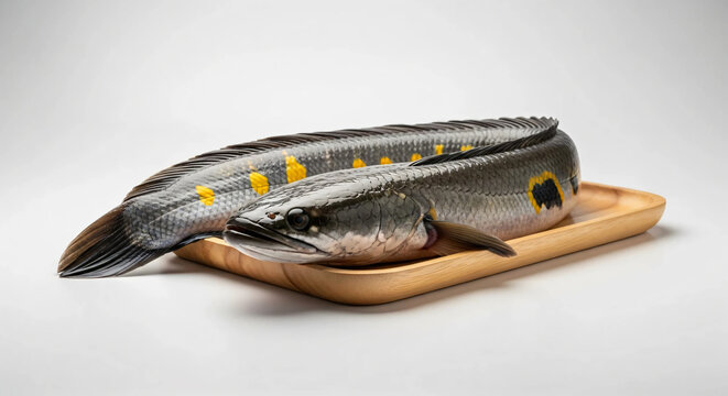 South Asian Giant snakehead fish over white background