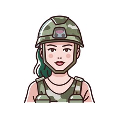 Serious beautiful soldier woman posing with military helmet