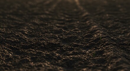 The texture of damp earth being prepared for planting.