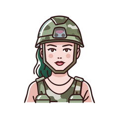 Serious beautiful soldier woman posing with military helmet