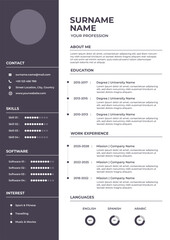 Fototapeta premium Modern Vector CV Design Template with Clean Layout and Professional Style