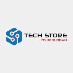 tech home techno logo design vector
