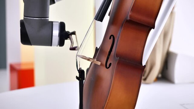 Robot playing cello, blending artificial intelligence with classical music performance