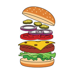 clean vector illustration of a hamburger with layer  isolated