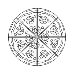 line art vector of a pizza slice 