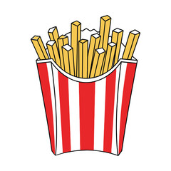 french fries illustration in a red box