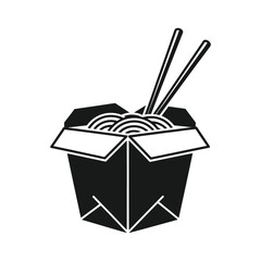 A clean silhouette vector of a noodle box with chopsticks