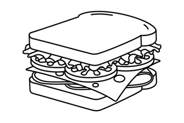 A simple and clean vector line of a wrap sandwich
