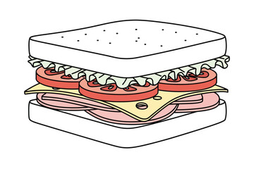 A clean silhouette vector of a grilled sandwich layer 