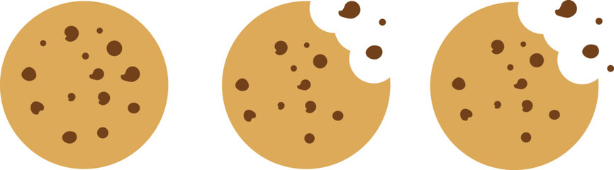 Colorful eaten cookies illustration for food dessert and bakery design