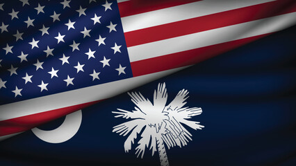 High Quality background with Two Flags of USA and State of USA_States_Two_40.eps