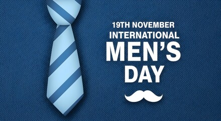 Celebrating International Men's Day with a stylish tie and mustache graphic.