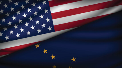 Fototapeta premium High Quality background with Two Flags of USA and State of USA_States_Two_02.eps