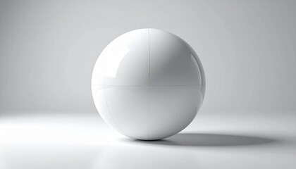 A smooth, glossy white sphere placed on a flat surface with a soft shadow cast to the righ