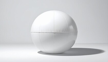 A smooth, glossy white sphere placed on a flat surface with a soft shadow cast to the righ