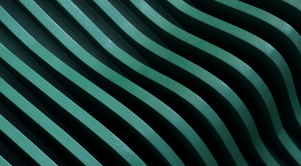 Abstract patterned surface of green steel rods arranged in curves