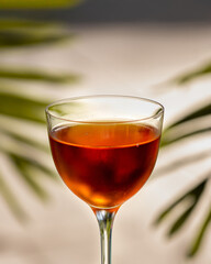 glass of cold cocktail close up