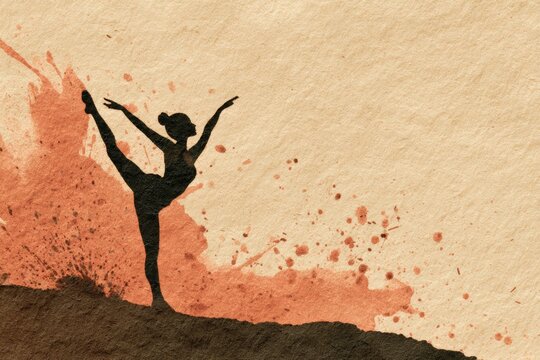 Motivational poster aesthetic of a hand-drawn yoga silhouette. - Powered by Adobe