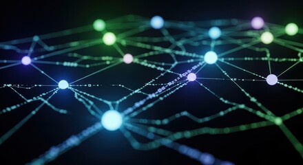 Abstract Network Visualization - Interconnected Nodes and Data Flow in Digital Space.