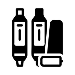 Silhouette of two tubes and a cap icon