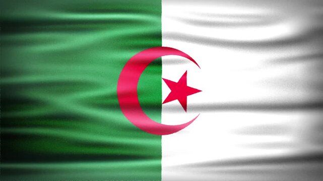 Wavy Flag of ALGERIA Animation, Short Looping Video of National Symbol