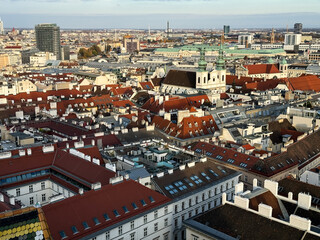 Panoramic View of Vienna from St. Stephen’s Cathedral South Tower with clear sky