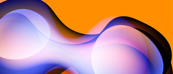 Abstract fluid shapes blend, creating vibrant orange, purple hues. Smooth gradients suggest movement, depth. Minimalist design evokes modern aesthetic.