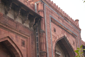 Historic Mughal Gateway with Carved Red Sandstone Details