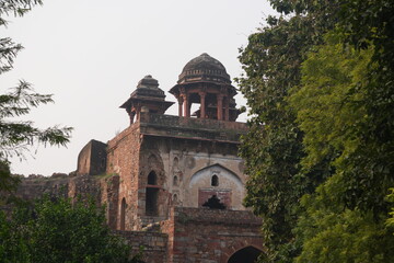 Fototapeta premium Historic Indian Monument Surrounded by Dense Trees