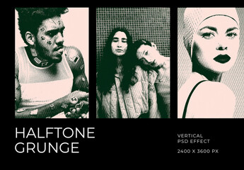 Grunge Halftone Vertical Image Effect Mockup