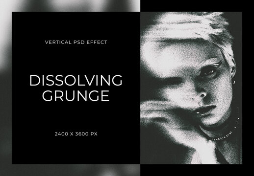 Dissolving Grunge Vertical Image Effect Mockup